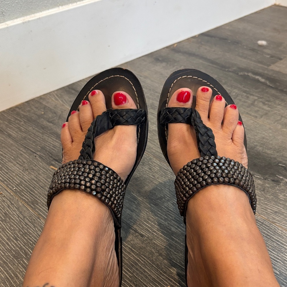 MIA Black Beaded Women's Sandals